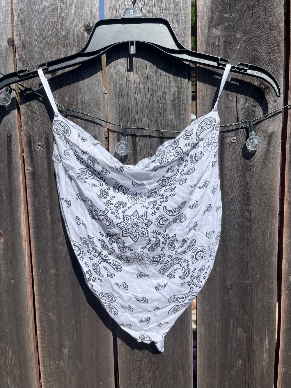 Hollister White Bandana Print Cowl Halter Top